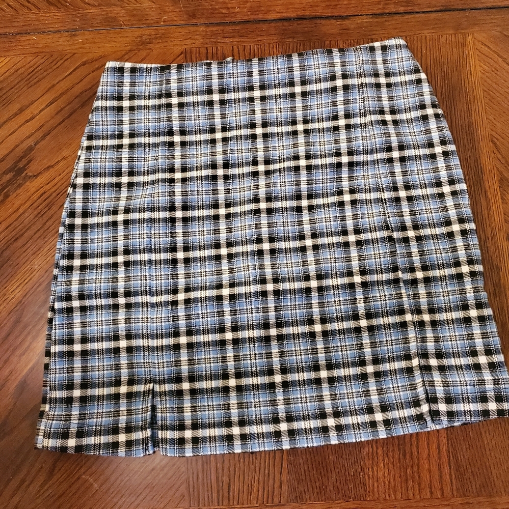 Blue tartan plaid skirt